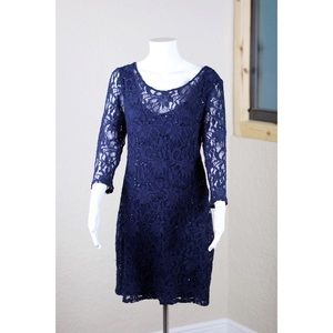 Chelsea & Violet Blue ¾ Sleeve Sequin Dress - M